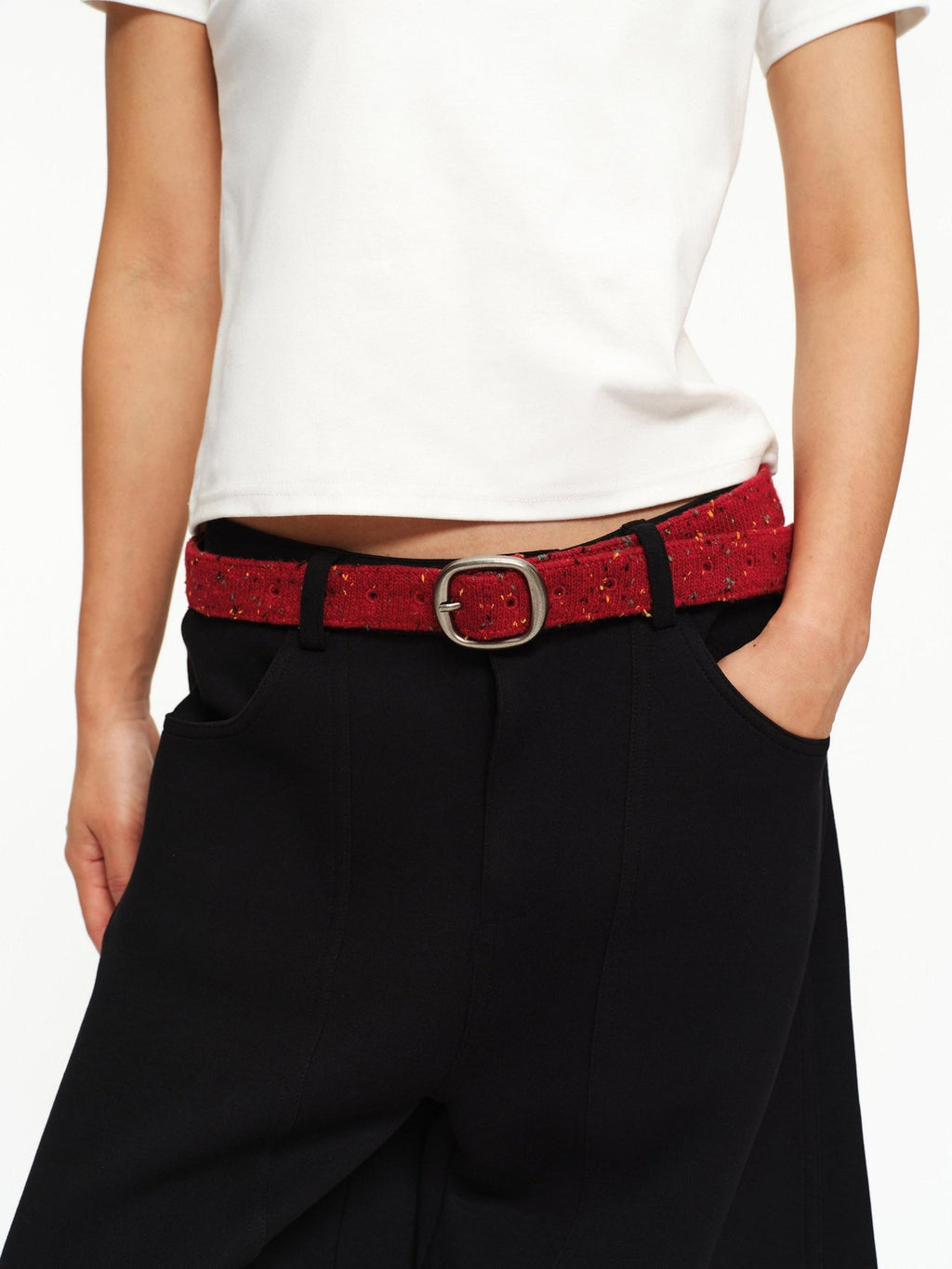 Versatile Red Glossy Soft Leather Casual Unisex Smooth Buckle Belt
