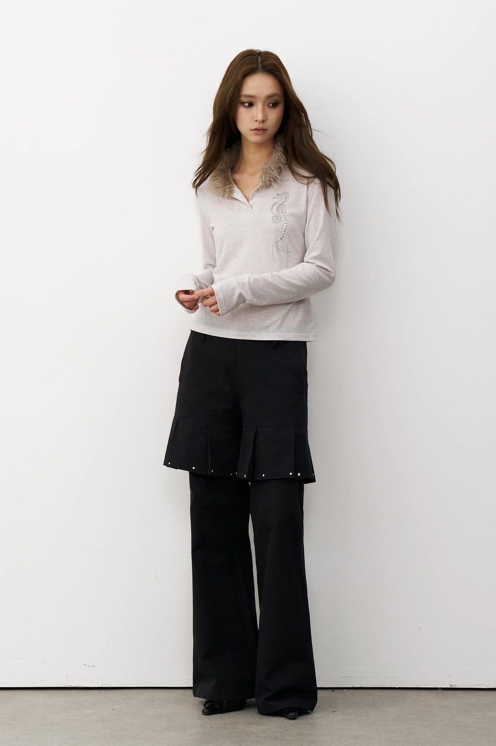 THELIGHT | VINTAGE HENLEY COLLAR TOP【ID:TN00103】