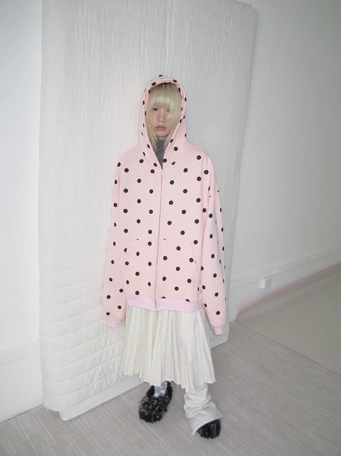 3months | POLKA DOT BOA HOODIE JACKET【ID:TN00060】
