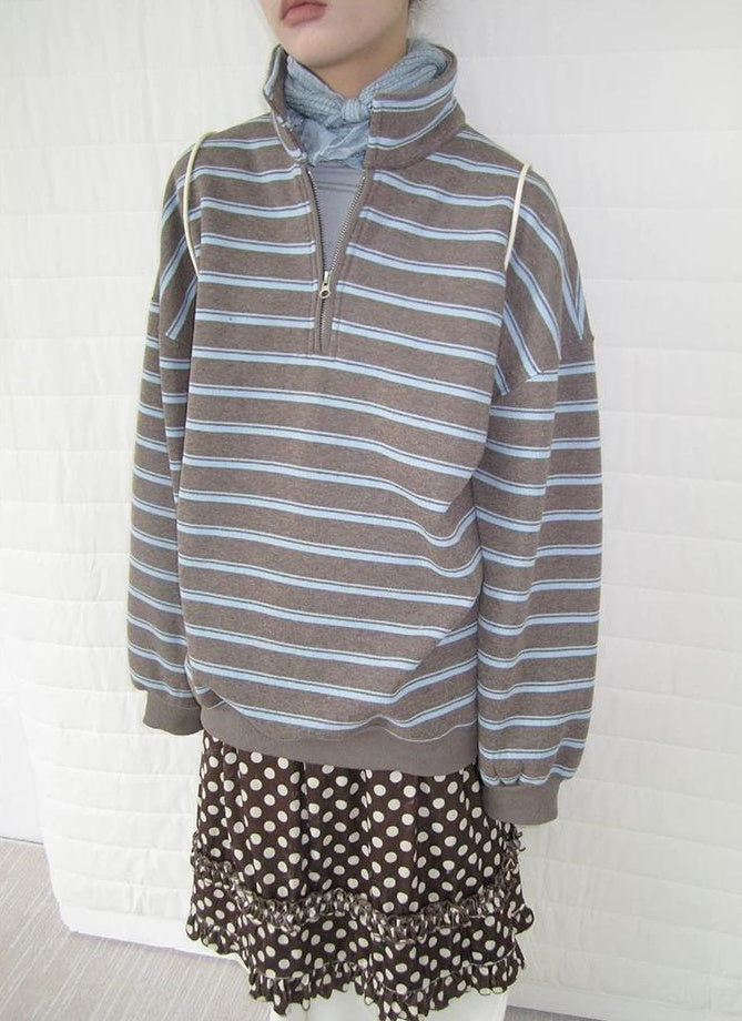 3months | RETRO STRIPED BOA SWEATER【ID:TN00065】