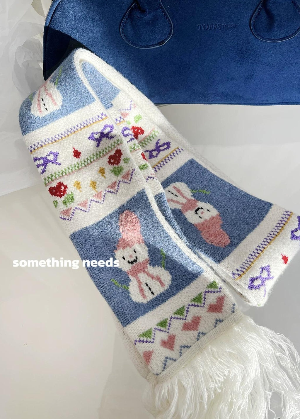 TRIA SELECT | WINTER SNOWMAN EMBROIDERED SCARF【ID:TN00079】