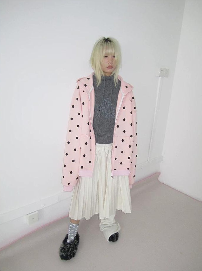 3months | POLKA DOT BOA HOODIE JACKET【ID:TN00060】