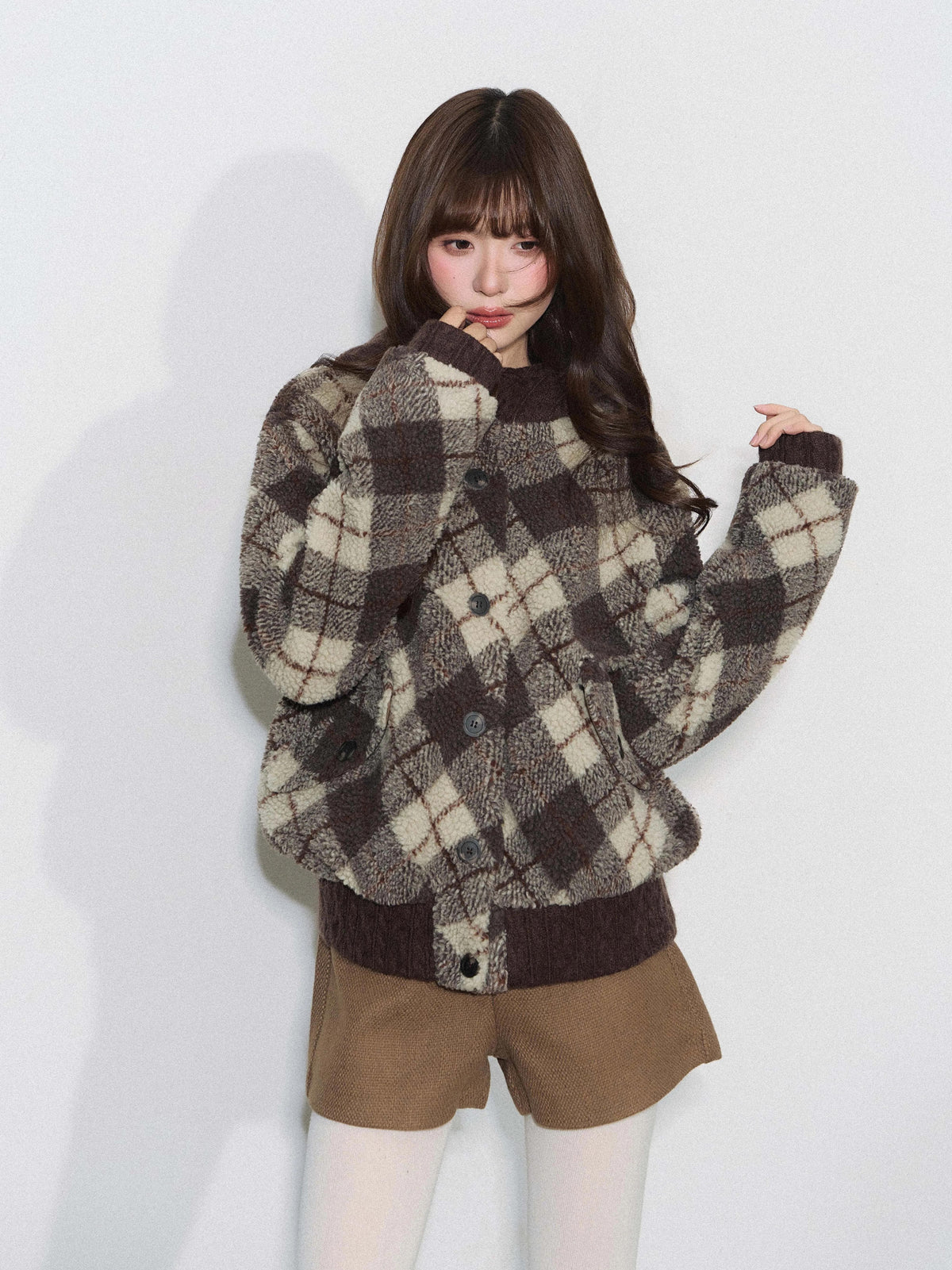 THELIGHT | PLAID KNIT SWEATER JACKET【ID:TN00098】