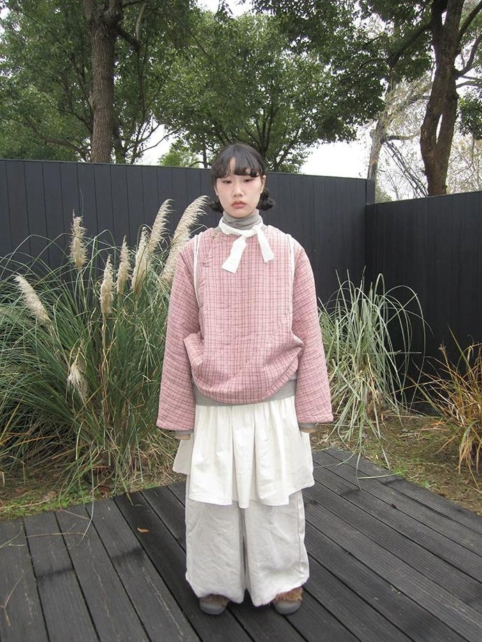 3months | PINK PLAID COTTON JACKET【ID:TN00034】