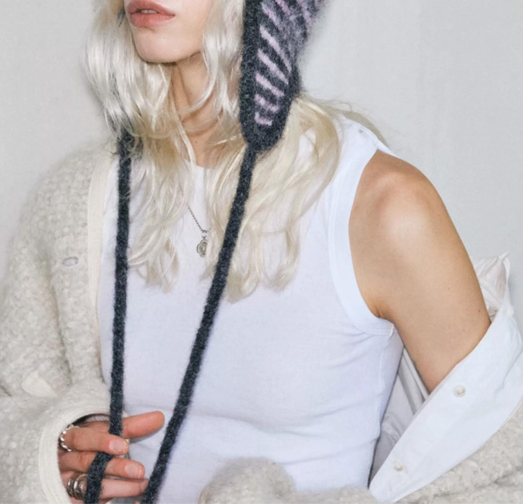 TRIA SELECT |  STRIPED KNIT EARFLAP HAT【ID:TN00003】