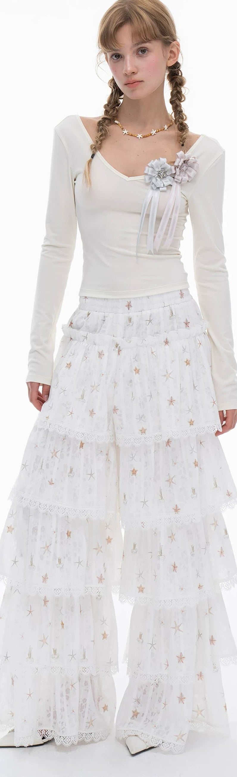 THELIGHT | LACE CRUSHED SKIRT PANTS【ID:TN00112】