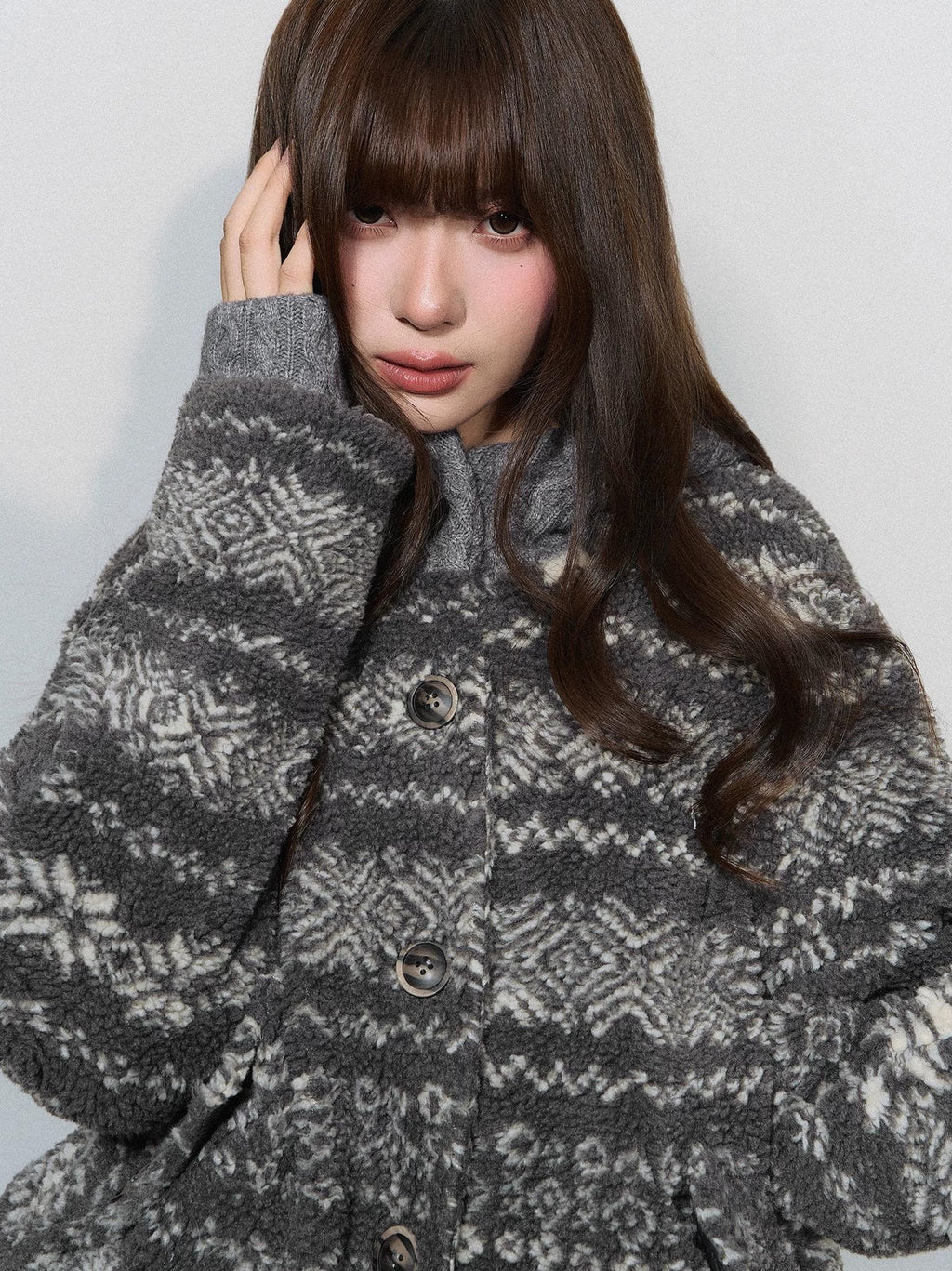 THELIGHT | CASUAL KNIT PATCHWORK JACKET【ID:TN00093】