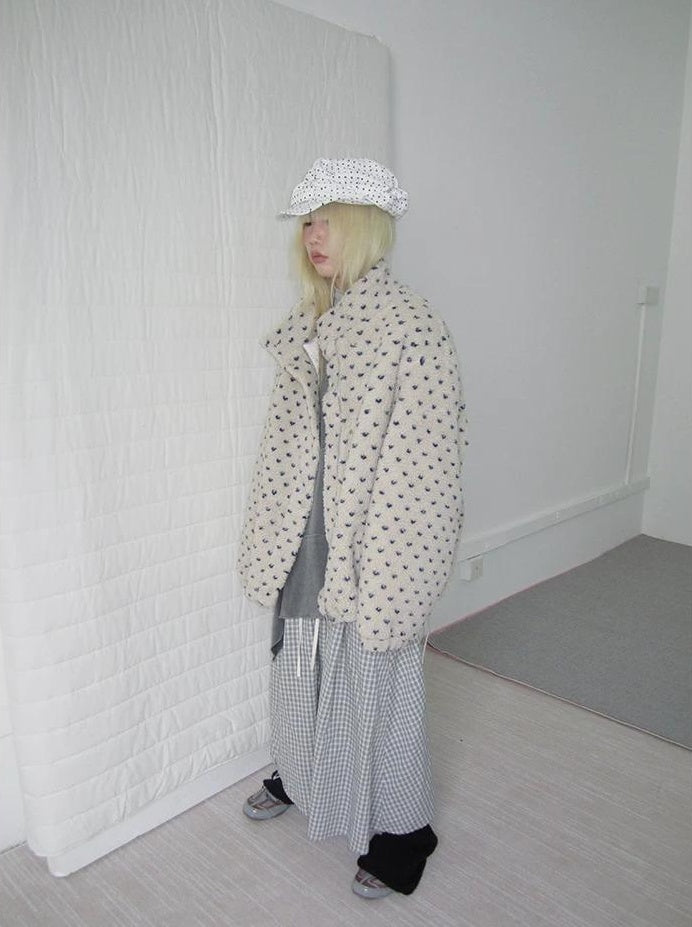 3months | POLKA DOT JACQUARD WOOL COAT【ID:TN00056】