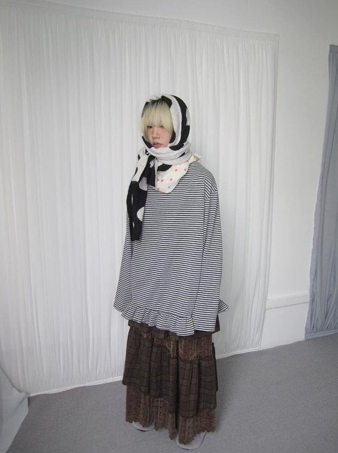 3months | SOFT STRIPED RUFFLED SWEATER【ID:TN00038】