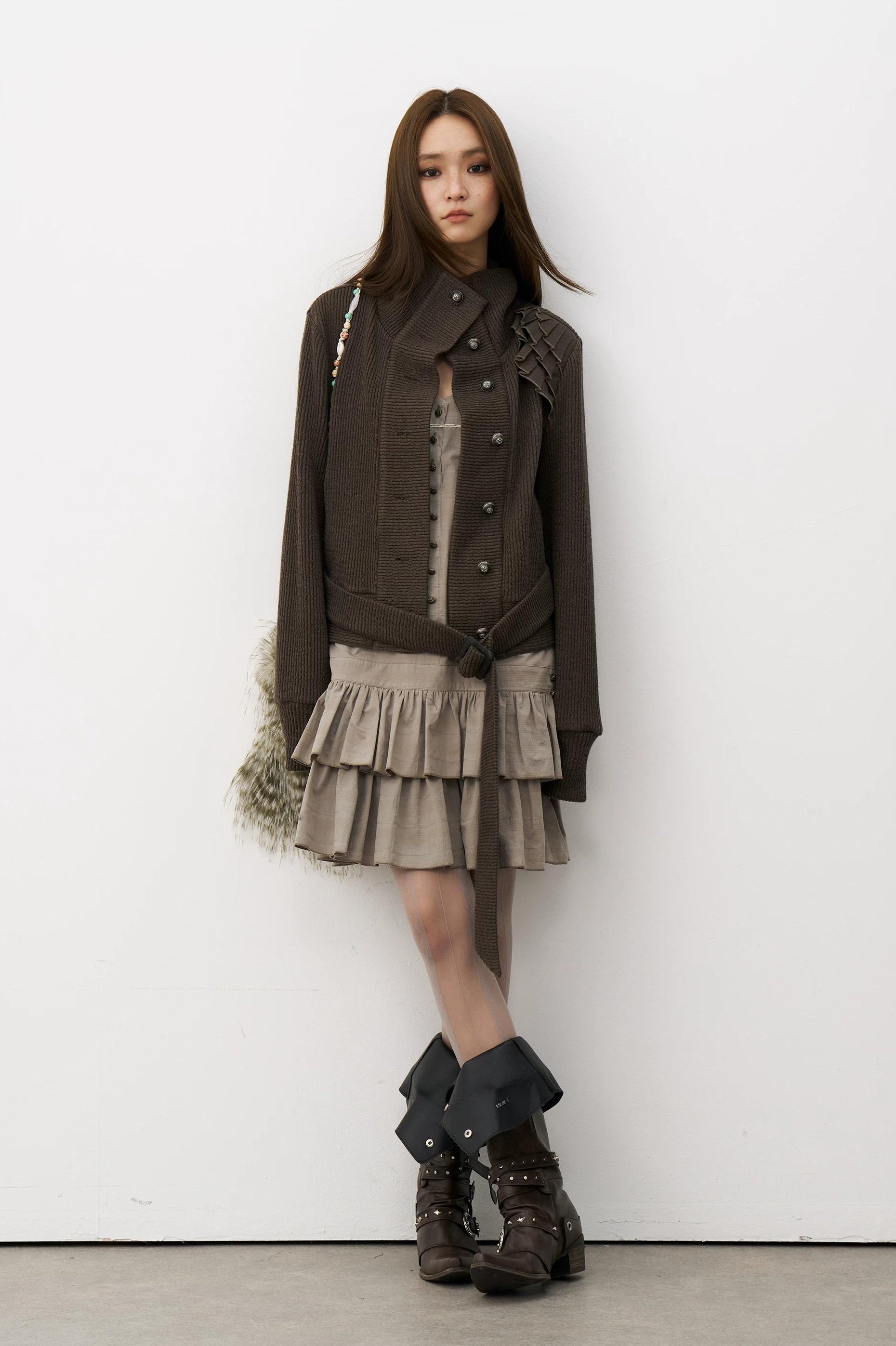 THELIGHT | LACE SHOULDER KNIT JACKET【ID:TN00115】