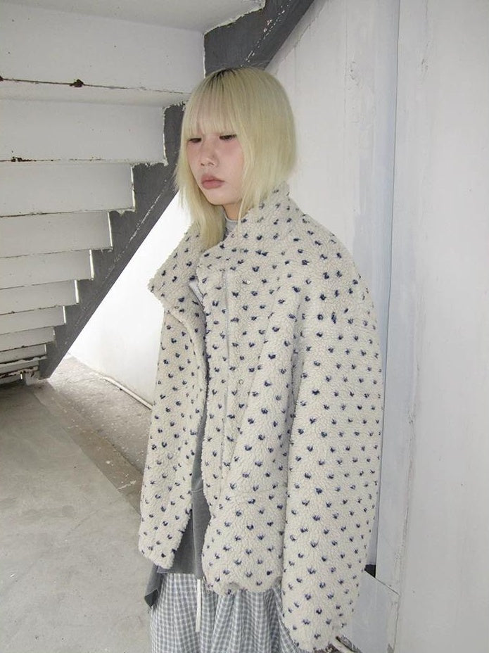 3months | POLKA DOT JACQUARD WOOL COAT【ID:TN00056】
