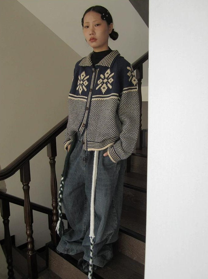 3months | RETRO LOOSE KNIT SWEATER JACKET【ID:TN00043】