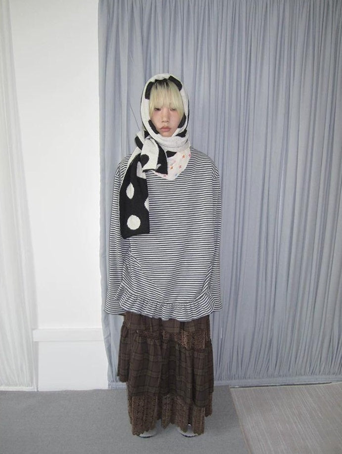 3months | SOFT STRIPED RUFFLED SWEATER【ID:TN00038】