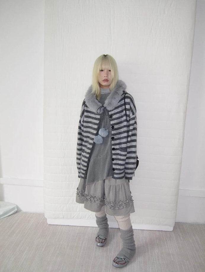 3months |  NICHE STRIPED CARDIGAN SWEATER【ID:TN00016】