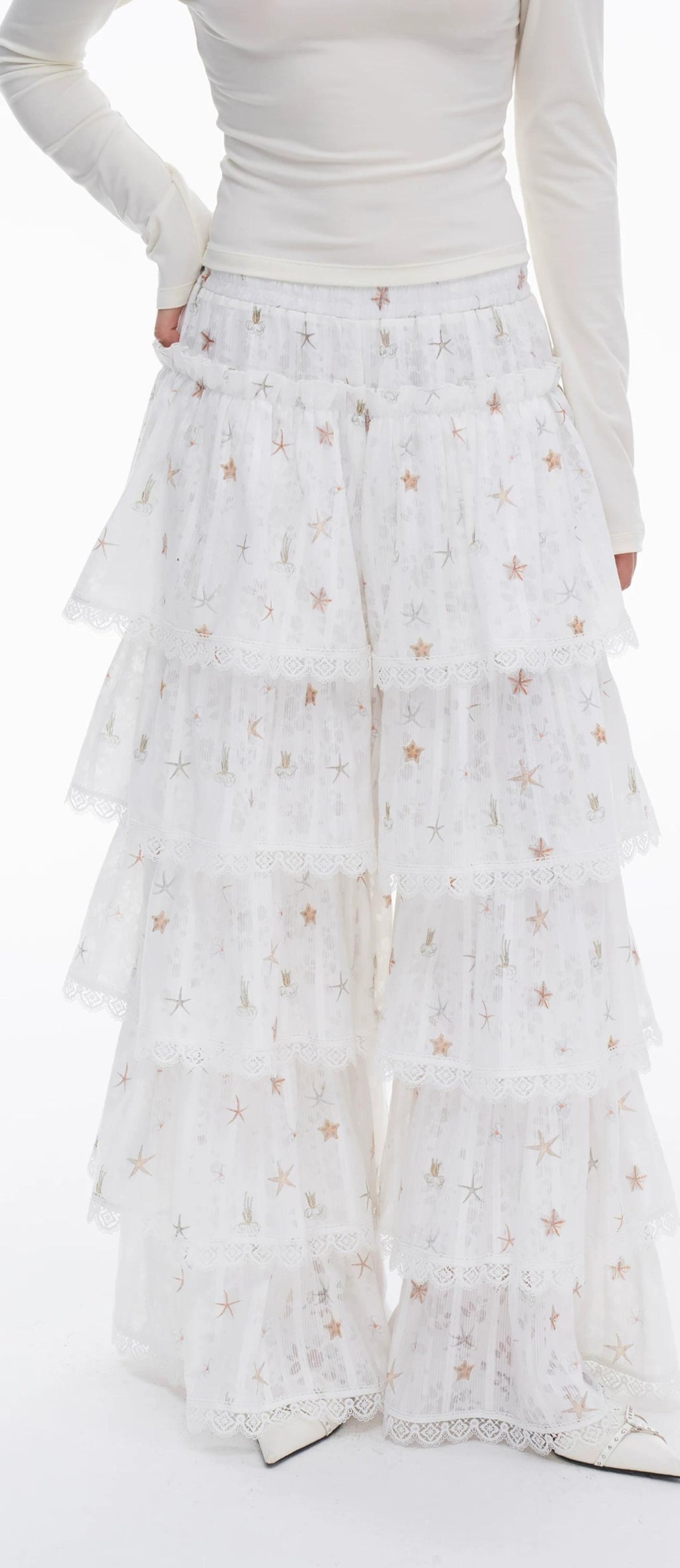 THELIGHT | LACE CRUSHED SKIRT PANTS【ID:TN00112】
