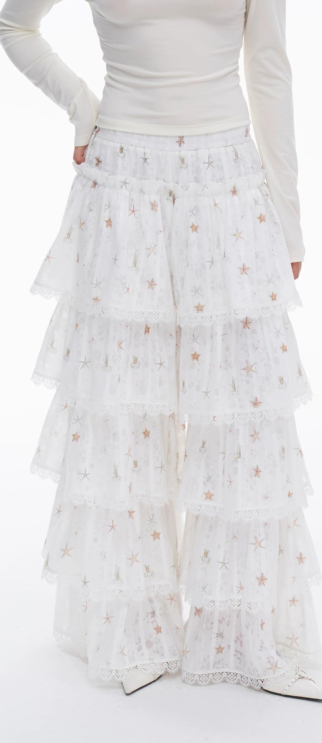THELIGHT | LACE CRUSHED SKIRT PANTS【ID:TN00112】