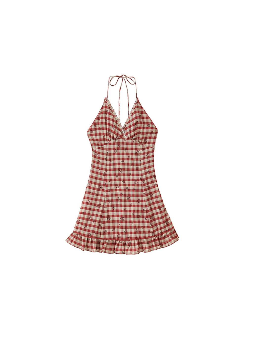 Summer Farmhouse Embroidered Halter Neck Dress