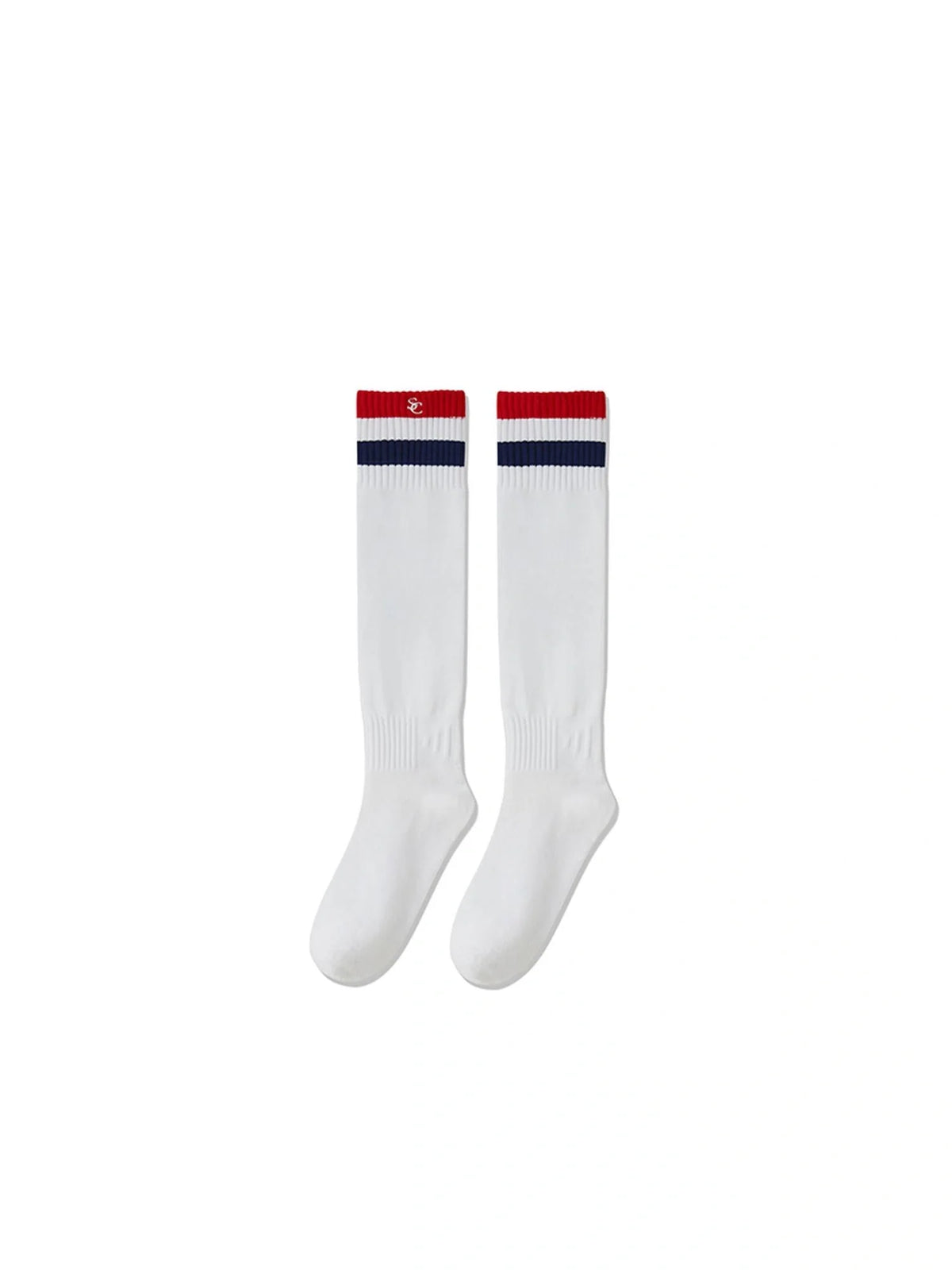Sporty Bold Embroidered Striped Knee Socks