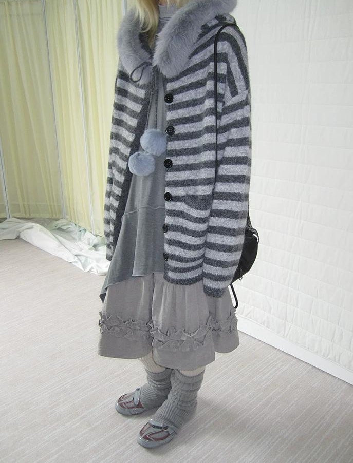 3months |  NICHE STRIPED CARDIGAN SWEATER【ID:TN00016】