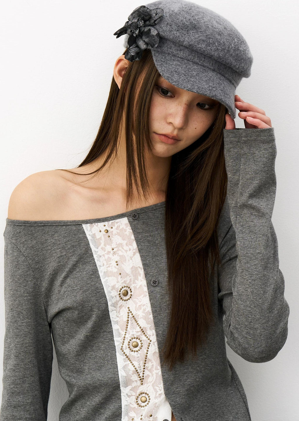 THELIGHT | THREE-DIMENSIONAL WOOL TWEED BERET【ID:TN00106】