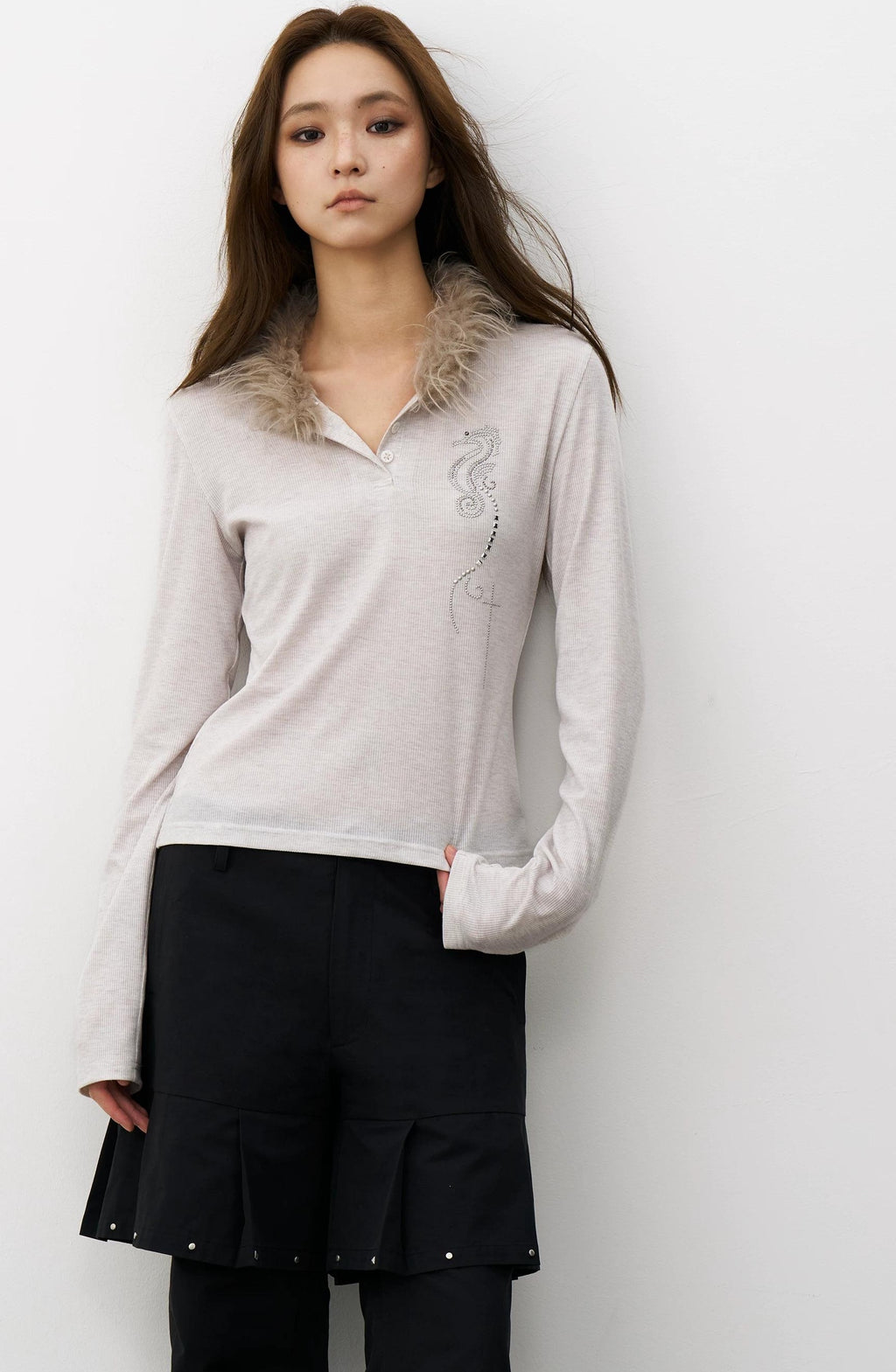 THELIGHT | VINTAGE HENLEY COLLAR TOP【ID:TN00103】