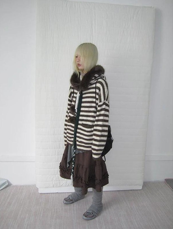 3months |  NICHE STRIPED CARDIGAN SWEATER【ID:TN00016】