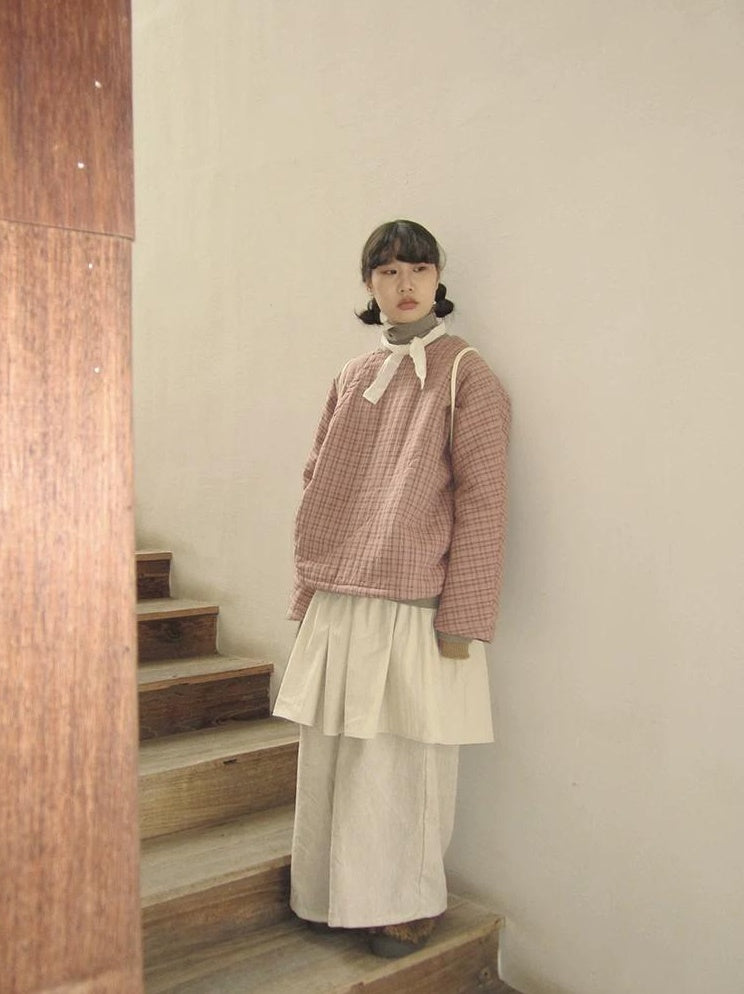 3months | PINK PLAID COTTON JACKET【ID:TN00034】