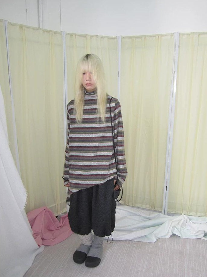 3months | HIGH NECK STRIPED TOP【ID:TN00052】