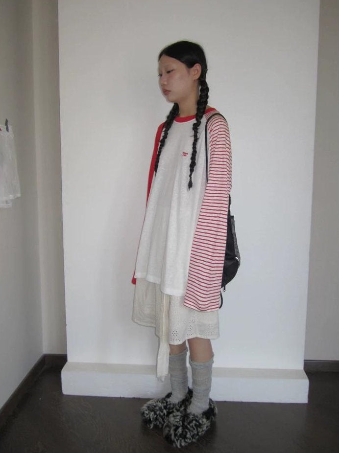 3months | SUMMER STRIPED T-SHIRT WITH SHEER SLEEVES【ID:TN00042】