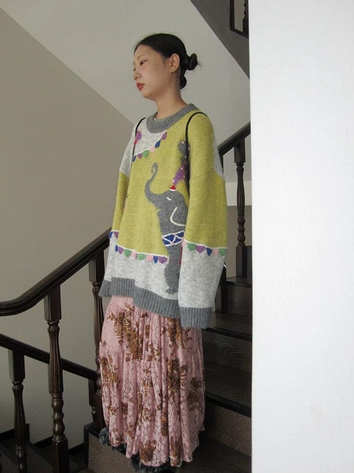 3months | RETRO FLOCKING PRINT SKIRT【ID:TN00047】