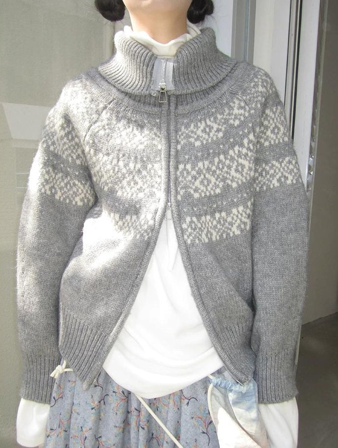 3months | CASUAL FAIR ISLE KNIT CARDIGAN【ID:TN00067】