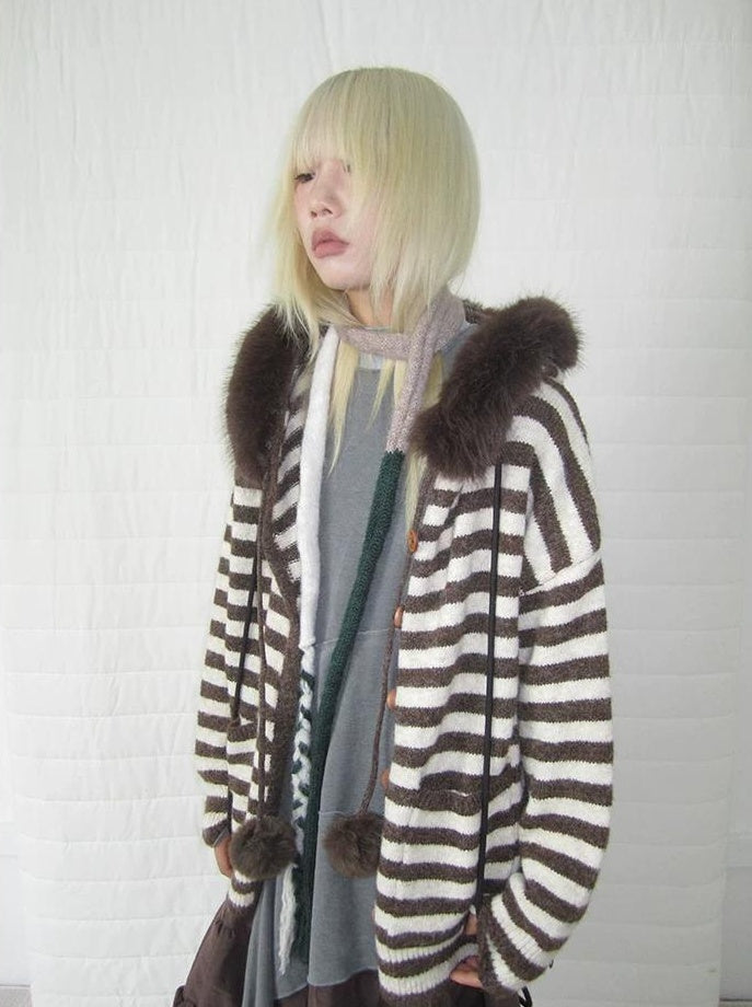 3months |  NICHE STRIPED CARDIGAN SWEATER【ID:TN00016】