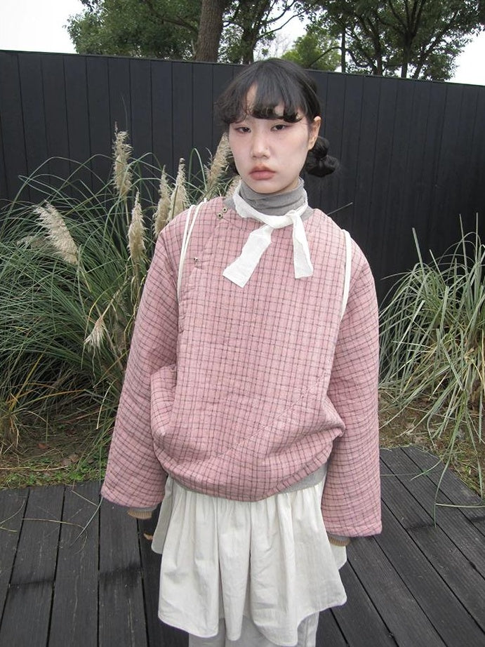 3months | PINK PLAID COTTON JACKET【ID:TN00034】