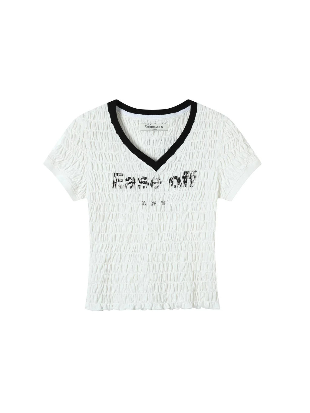 Summer V-neck Ruffle Cotton Tee
