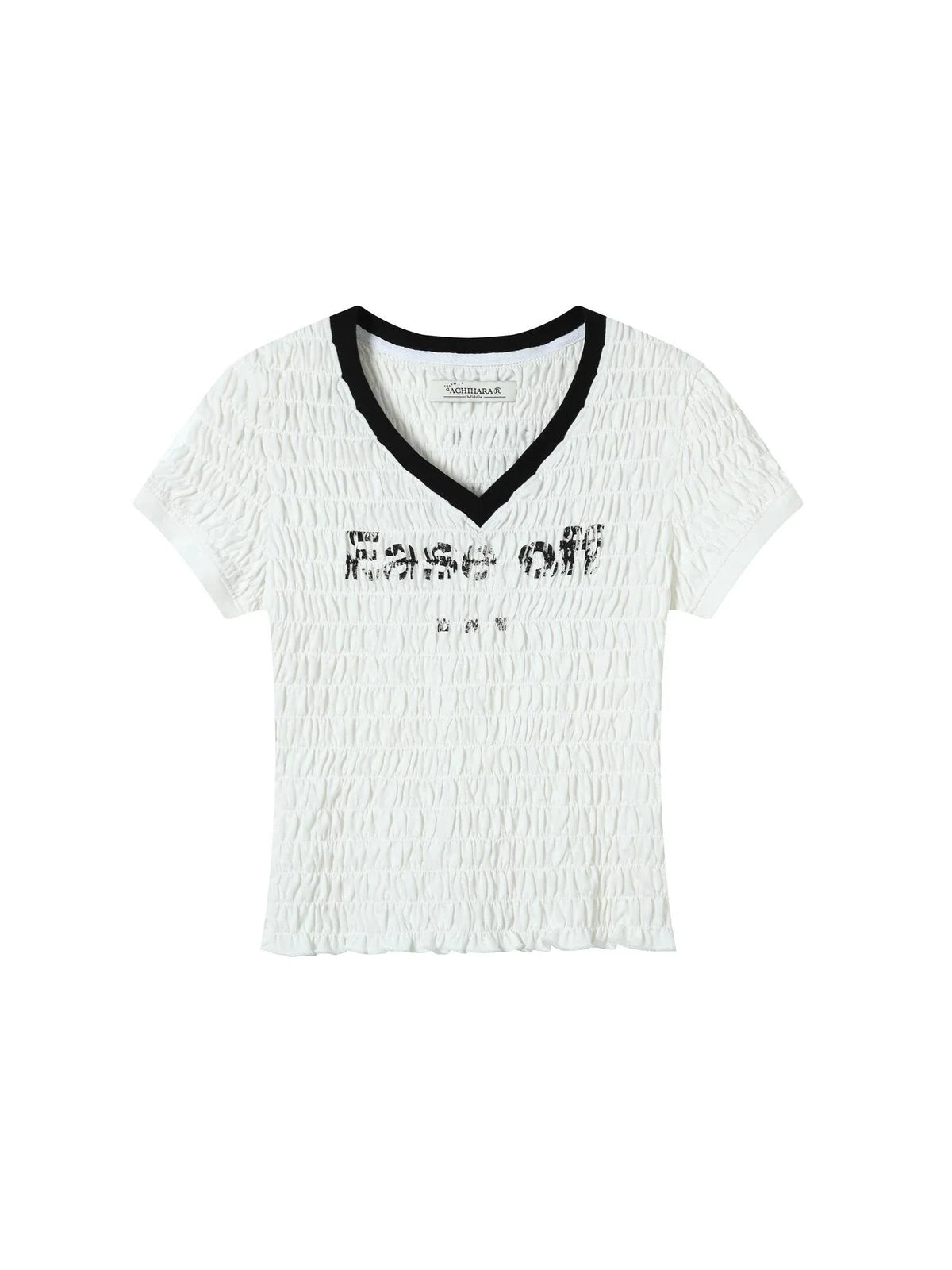 Summer V-neck Ruffle Cotton Tee