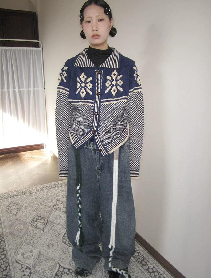 3months | RETRO LOOSE KNIT SWEATER JACKET【ID:TN00043】