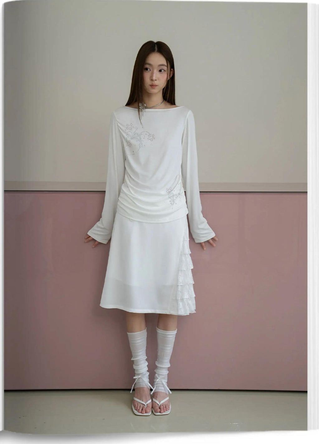 THELIGHT | PLEATED LONG SLEEVE TOP【ID:TN00110】