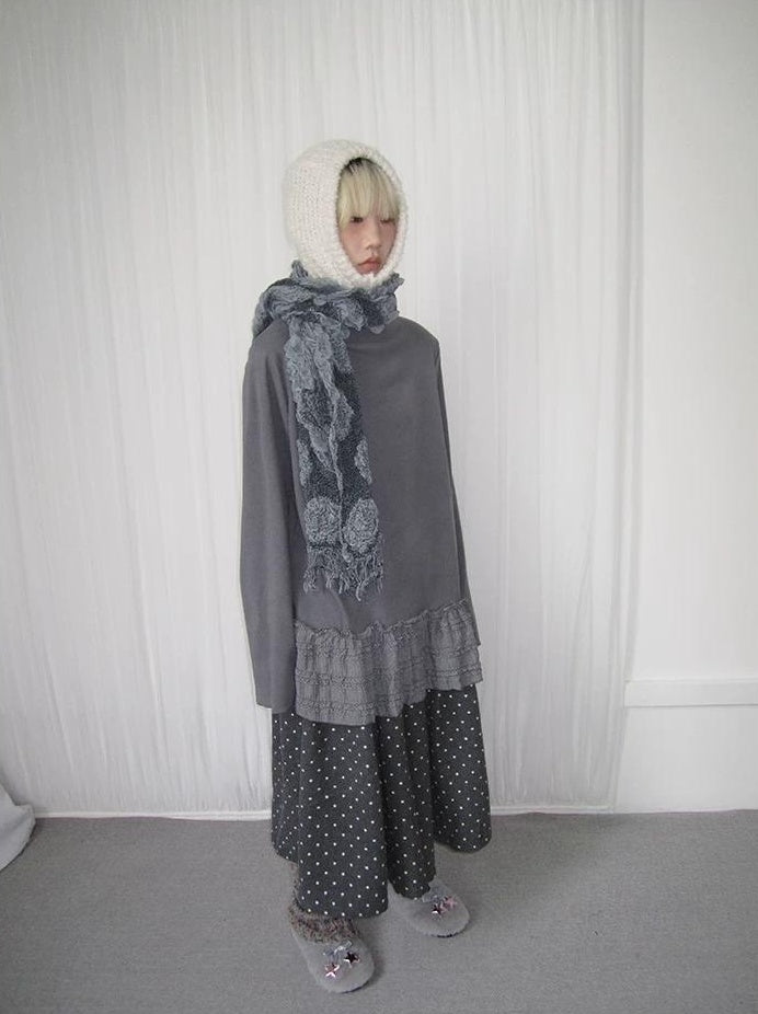 3months | LACE SPLICED HIGH NECK TOP【ID:TN00032】
