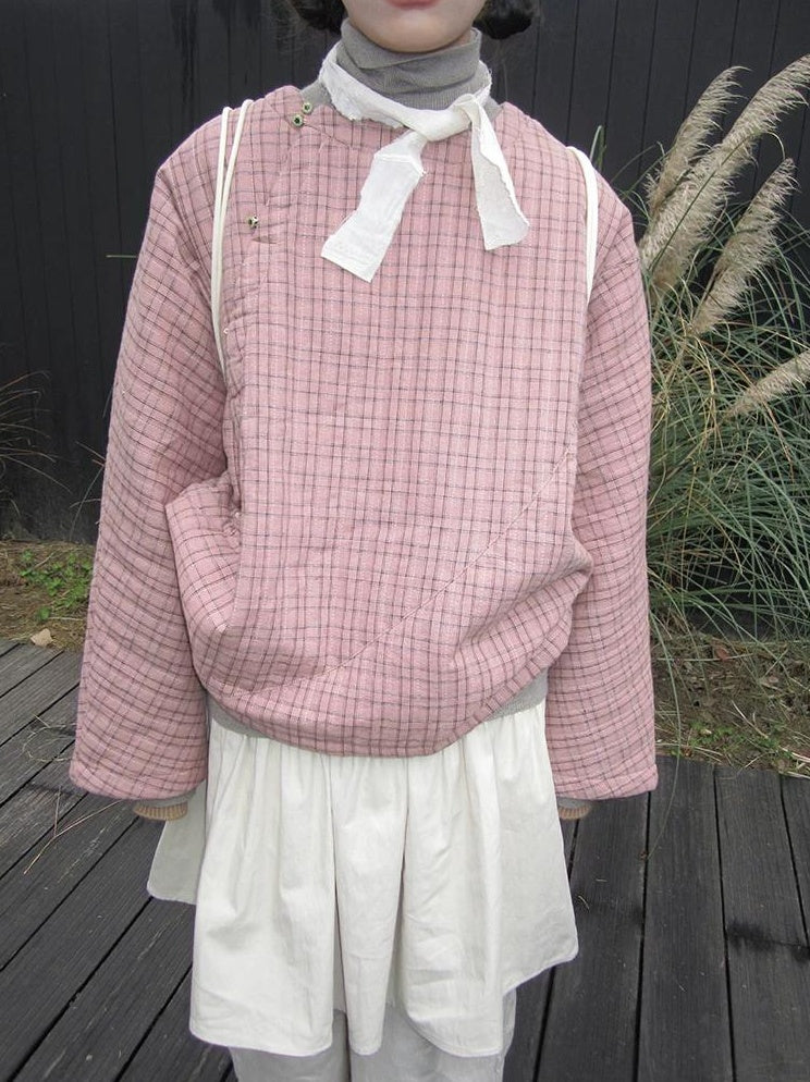 3months | PINK PLAID COTTON JACKET【ID:TN00034】