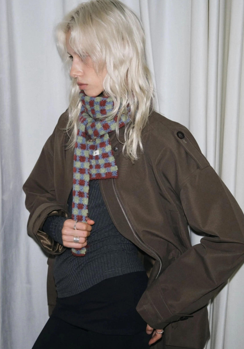 TRIA SELECT | PLAID COLOR BLOCK SCARF【ID:TN00080】