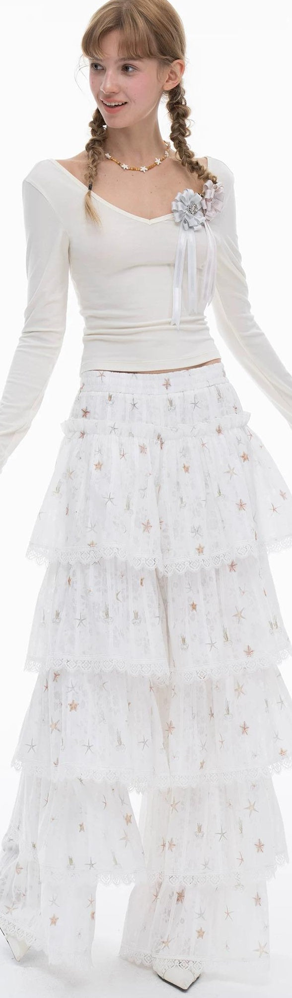 THELIGHT | LACE CRUSHED SKIRT PANTS【ID:TN00112】