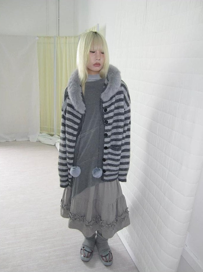 3months |  NICHE STRIPED CARDIGAN SWEATER【ID:TN00016】