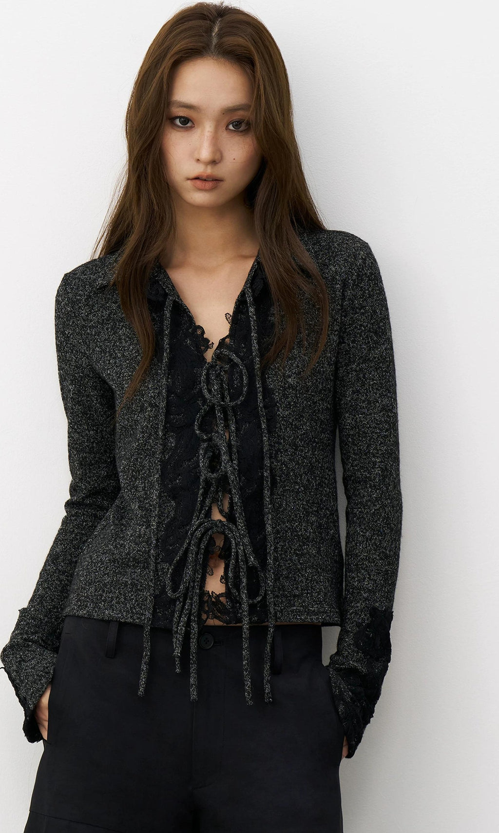 THELIGHT | LACE TRIM SLIM SHIRT【ID:TN00107】