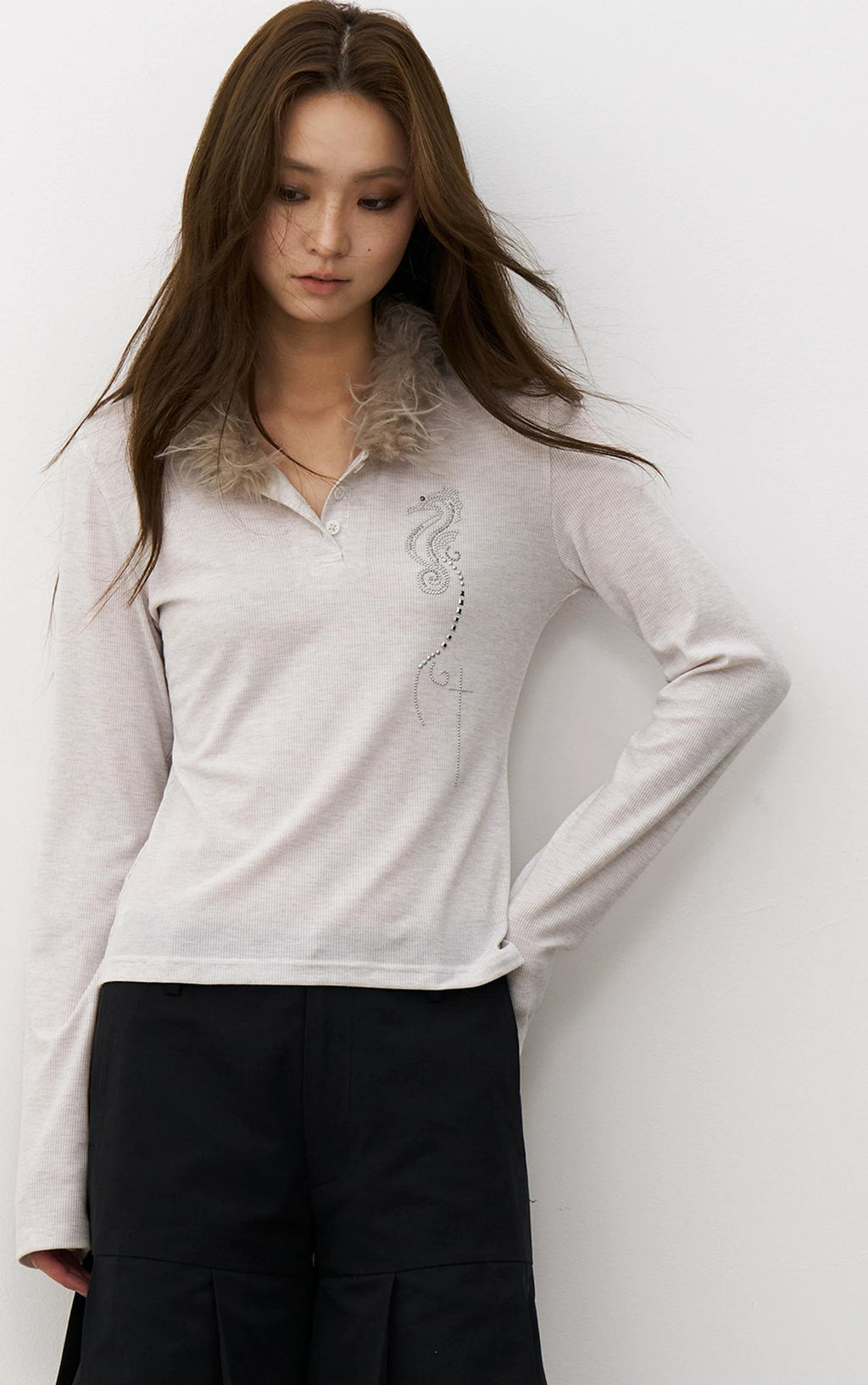 THELIGHT | VINTAGE HENLEY COLLAR TOP【ID:TN00103】