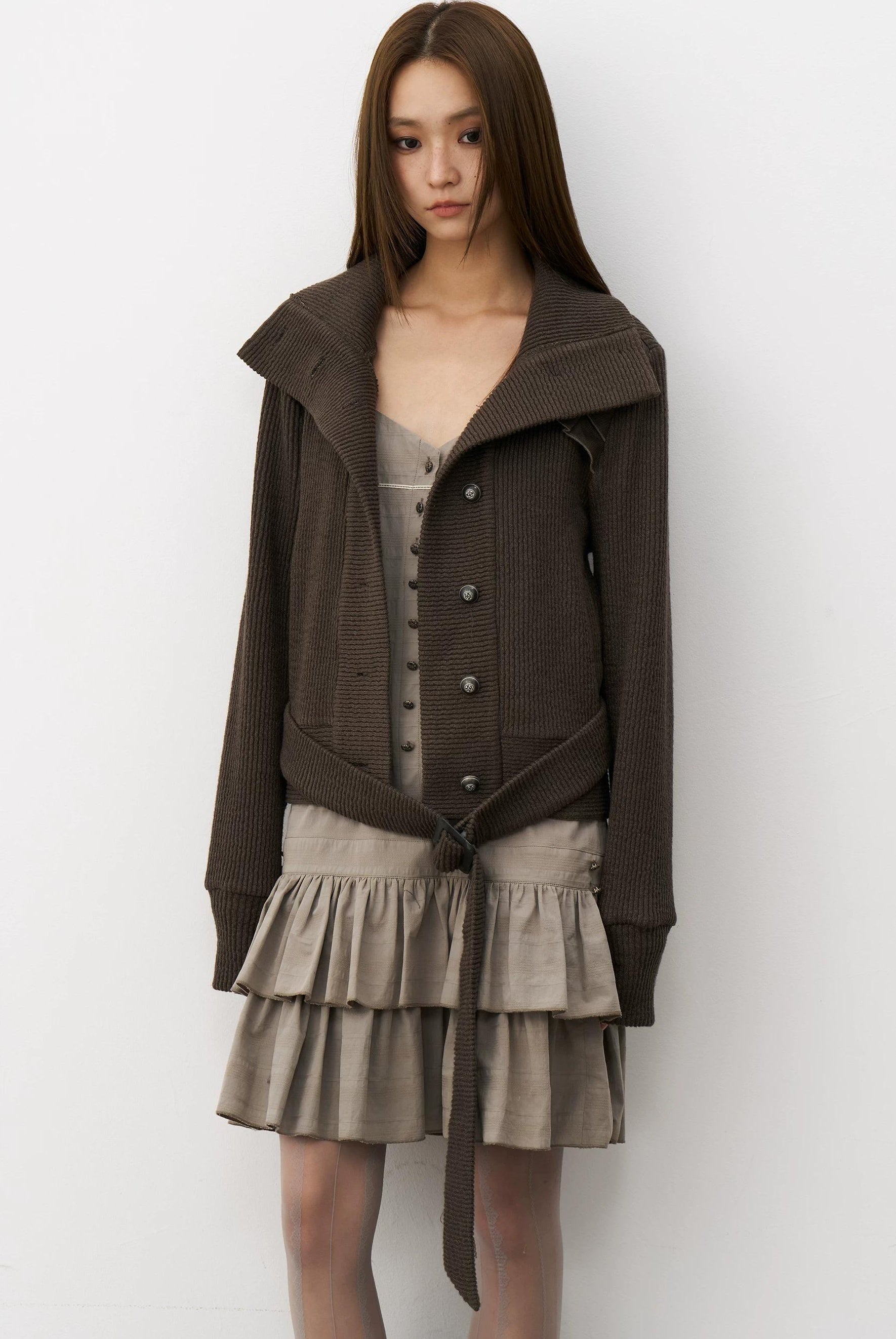 THELIGHT | LACE SHOULDER KNIT JACKET【ID:TN00115】
