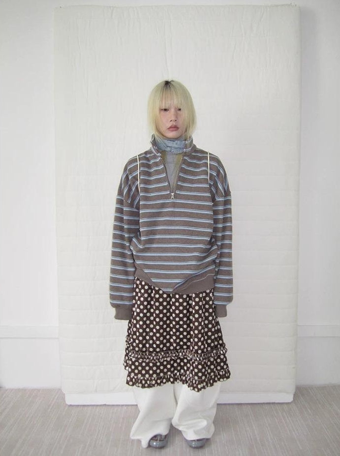 3months | RETRO STRIPED BOA SWEATER【ID:TN00065】