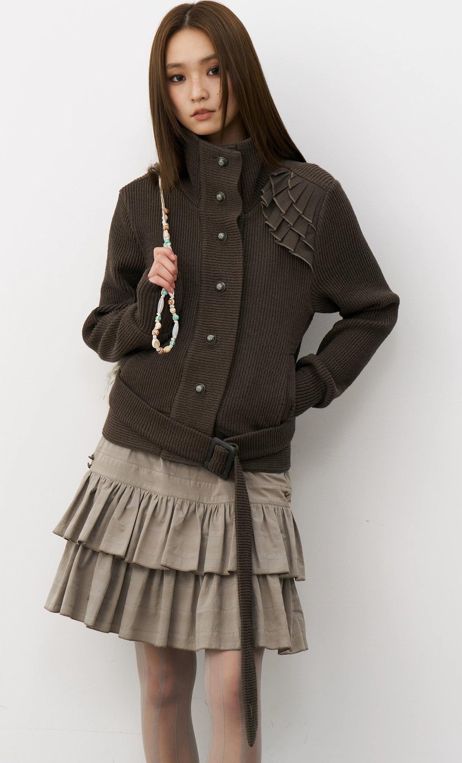 THELIGHT | LACE SHOULDER KNIT JACKET【ID:TN00115】