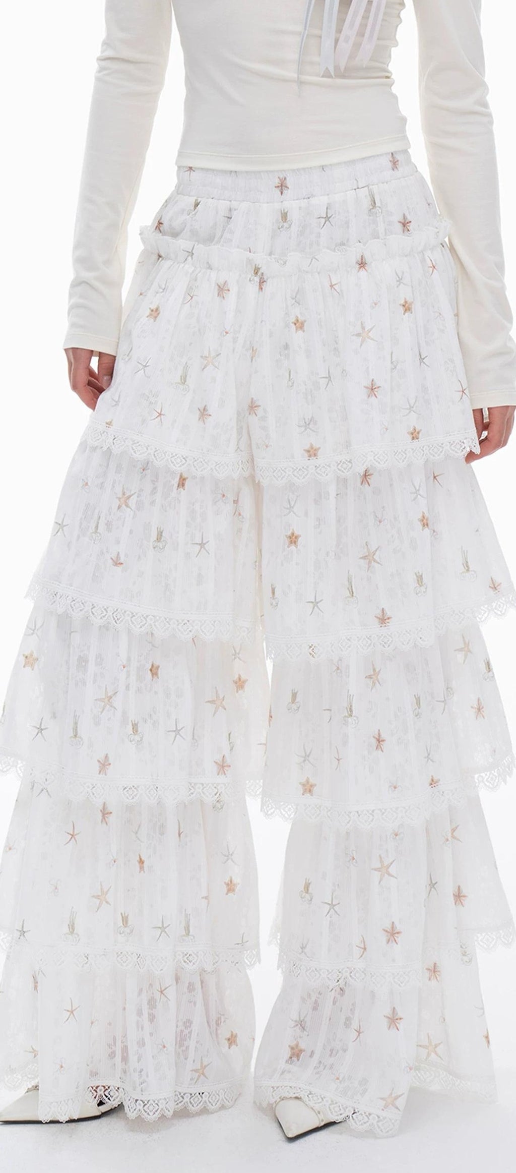 THELIGHT | LACE CRUSHED SKIRT PANTS【ID:TN00112】