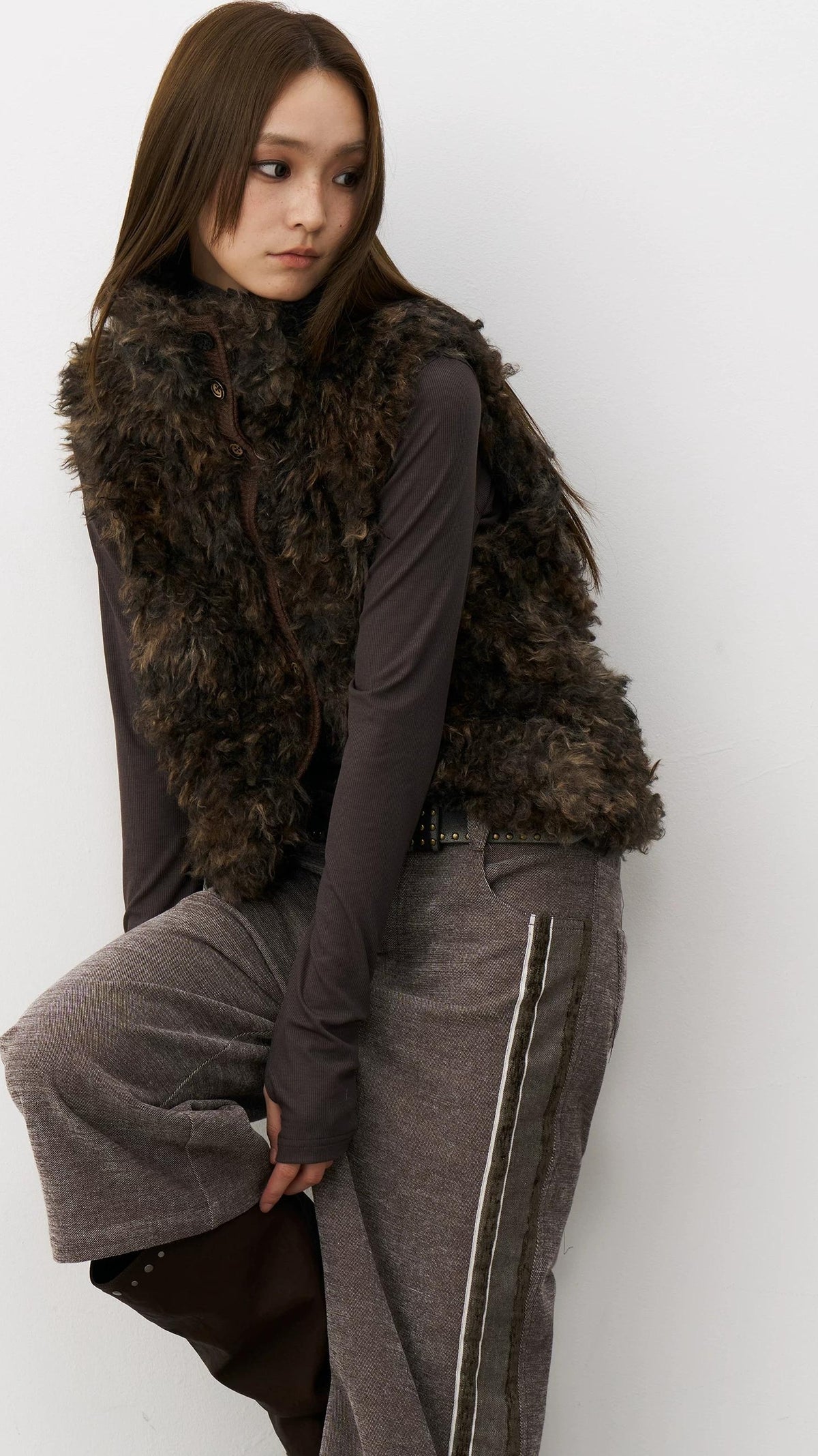 THELIGHT | PLUSH VELVET SPLICING VEST【ID:TN00117】