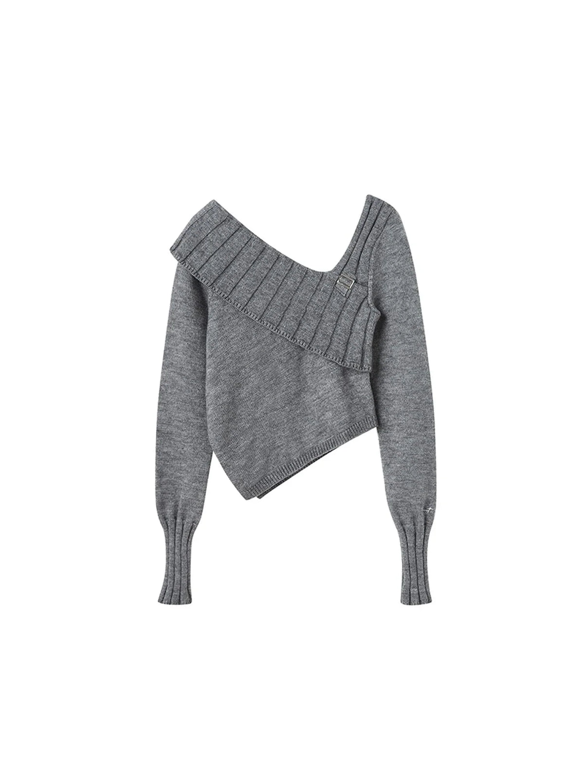 V-Neck Knit Sweater & Layered Pleated Skirt Set For Women